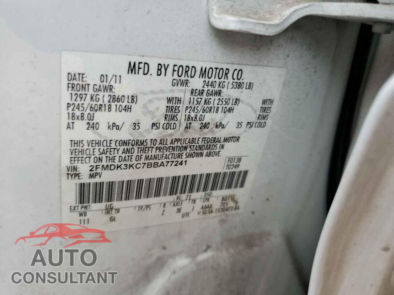 FORD EDGE 2011 - 2FMDK3KC7BBA77241