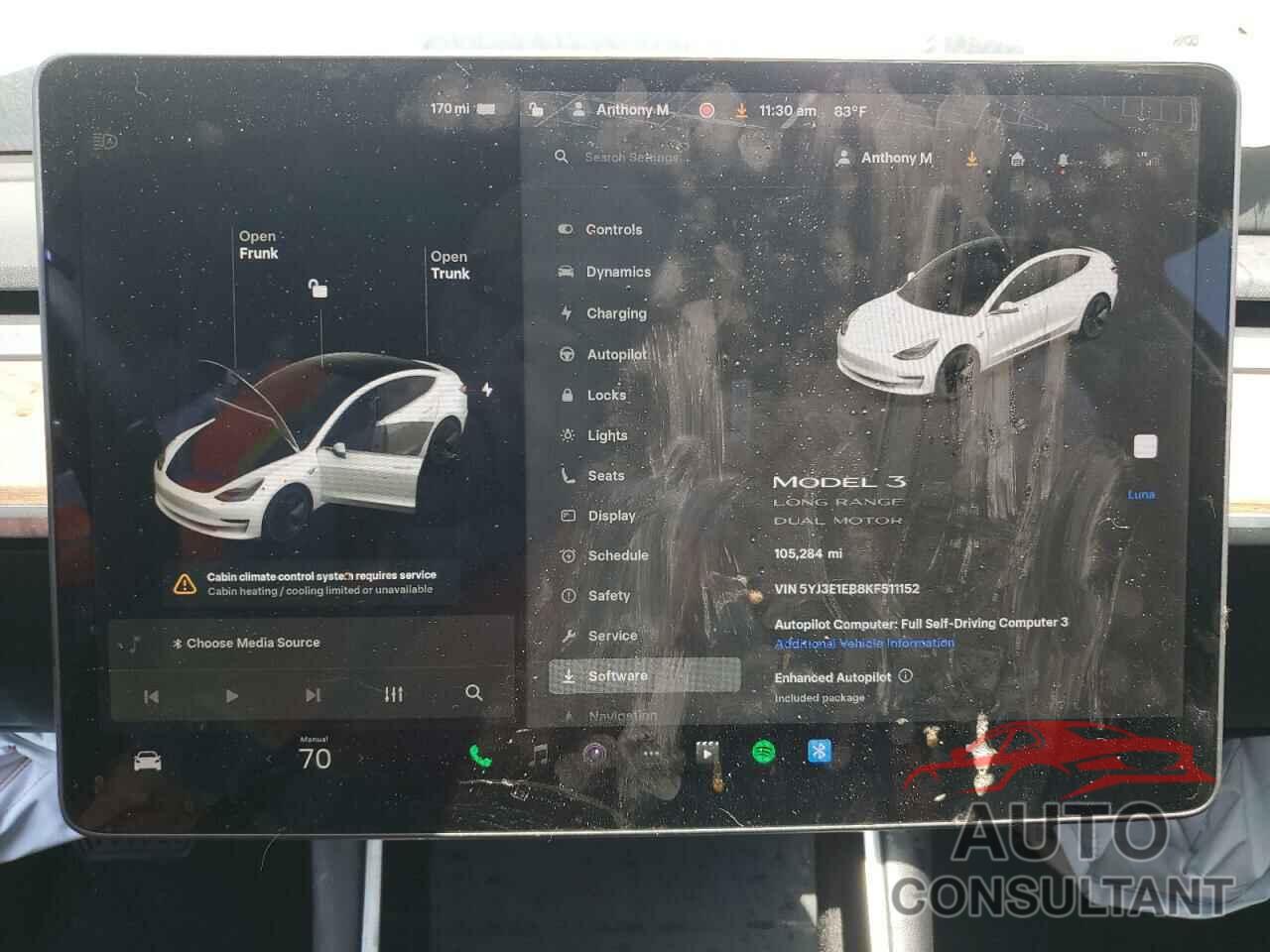TESLA MODEL 3 2019 - 5YJ3E1EB8KF511152