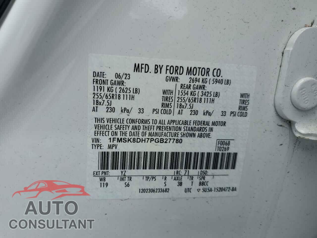 FORD EXPLORER 2023 - 1FMSK8DH7PGB27780