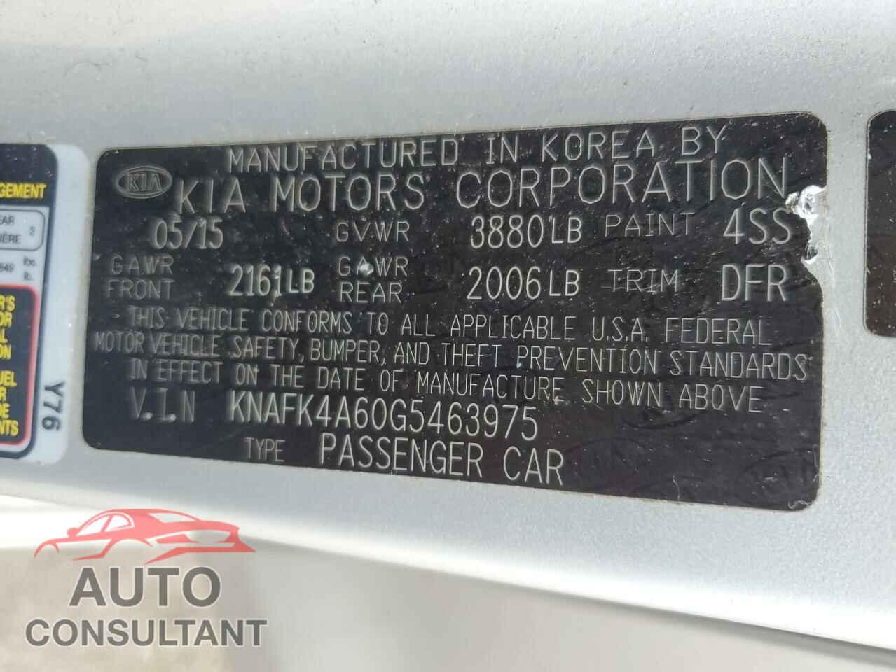 KIA FORTE 2016 - KNAFK4A60G5463975