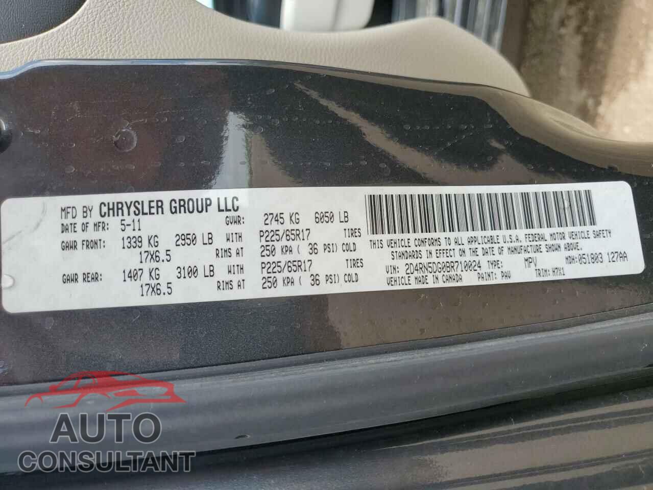 DODGE CARAVAN 2011 - 2D4RN5DG0BR710024