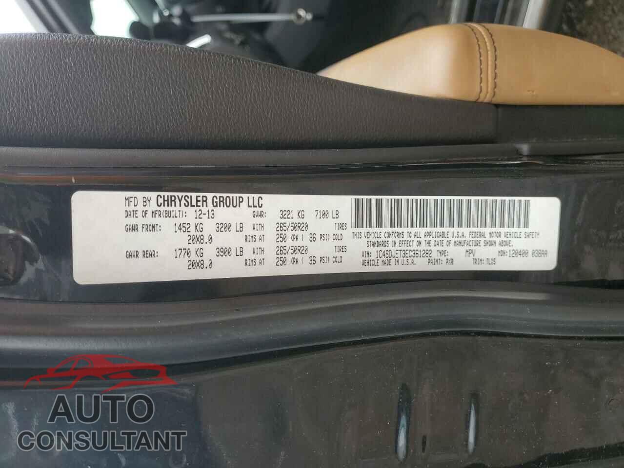 DODGE DURANGO 2014 - 1C4SDJET3EC361282