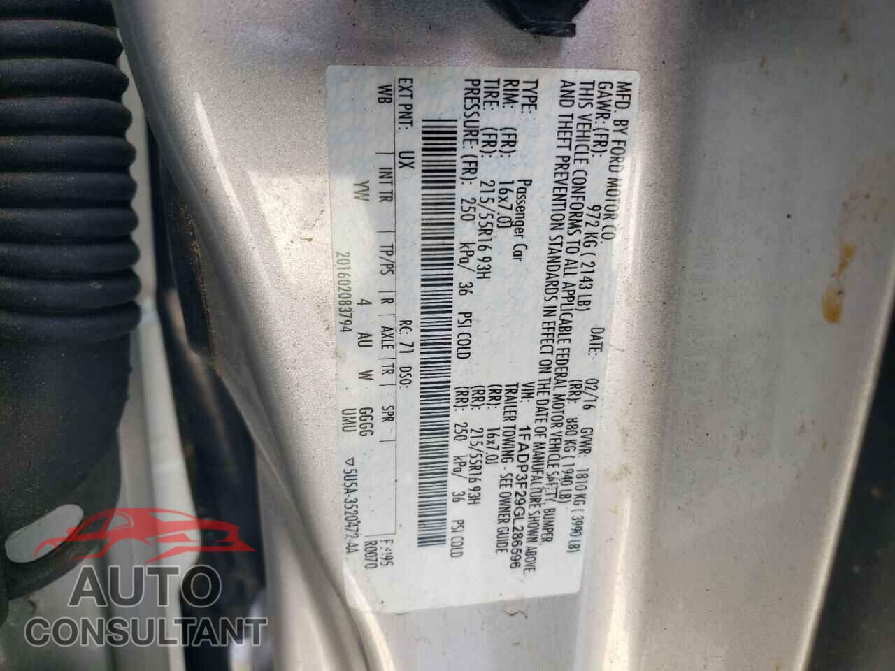 FORD FOCUS 2016 - 1FADP3F29GL286596