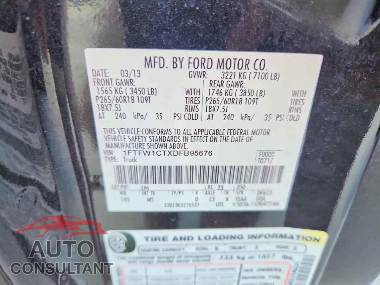 FORD F150 2013 - 1FTFW1CTXDFB95676