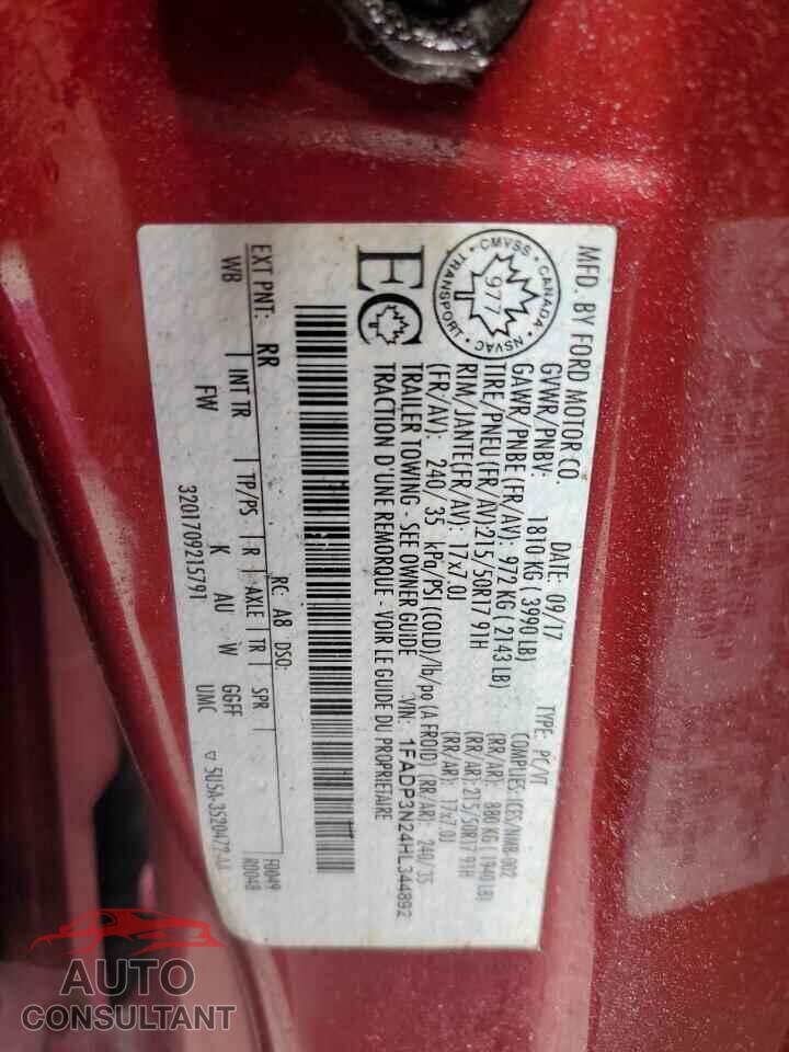 FORD FOCUS 2017 - 1FADP3N24HL344892