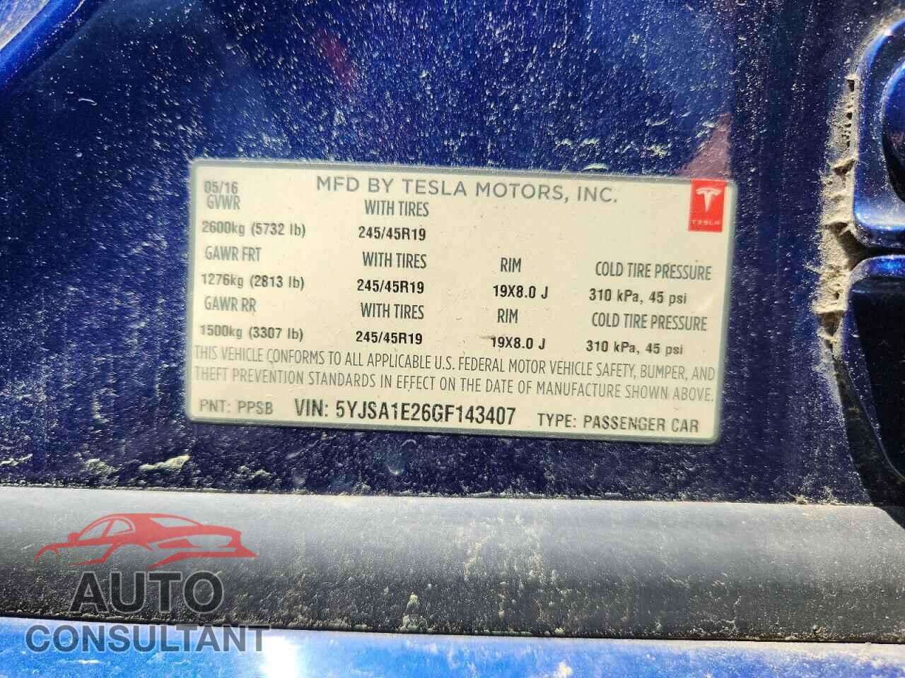 TESLA MODEL S 2016 - 5YJSA1E26GF143407