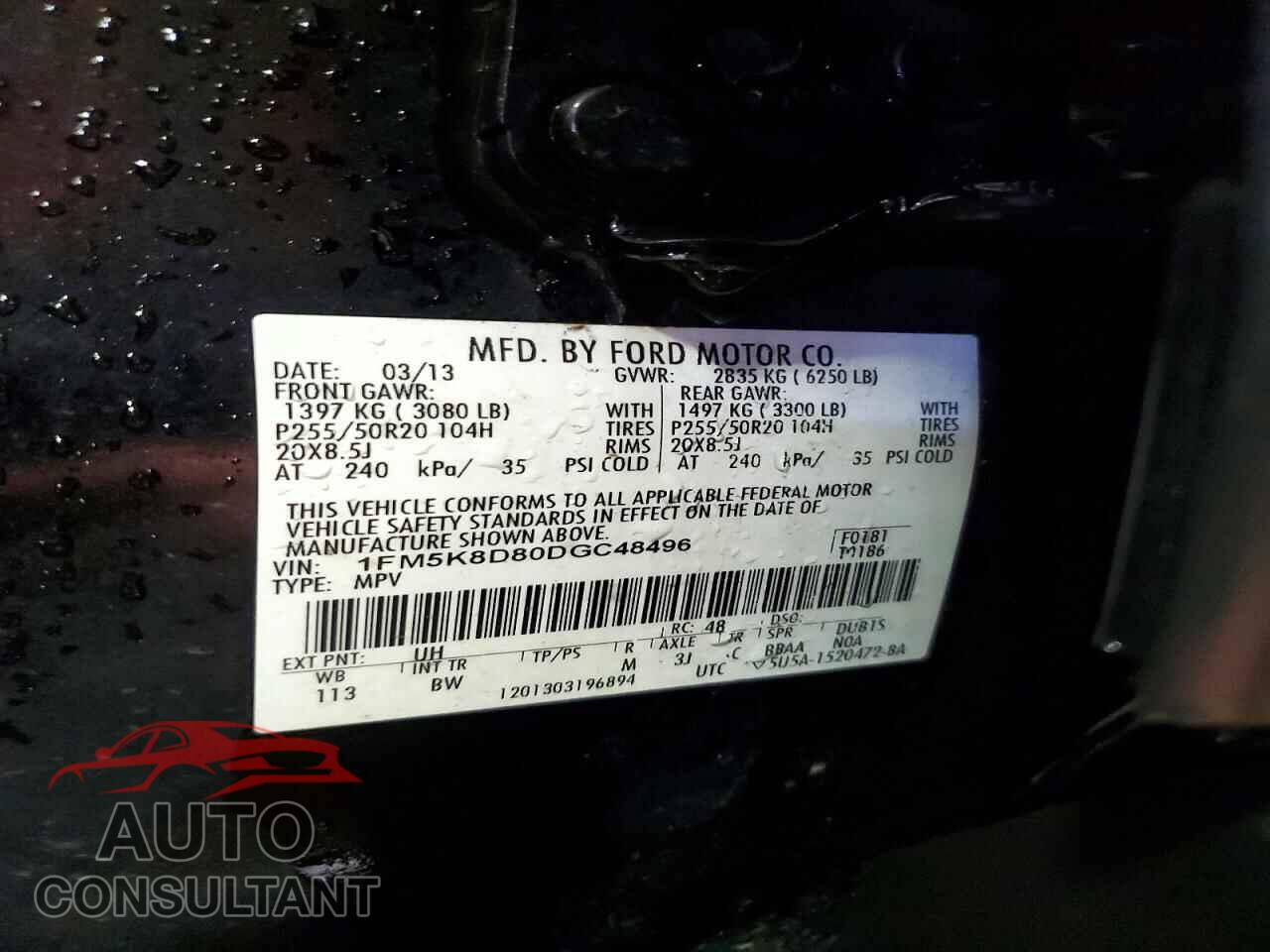 FORD EXPLORER 2013 - 1FM5K8D80DGC48496