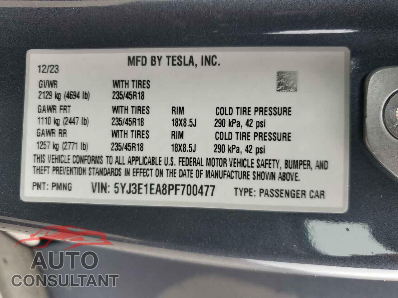 TESLA MODEL 3 2023 - 5YJ3E1EA8PF700477