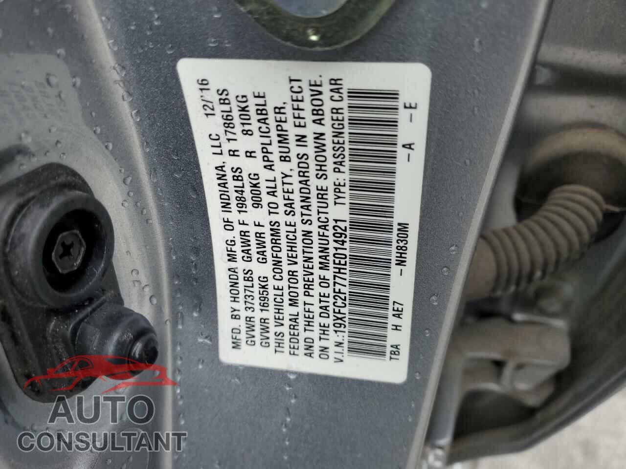 HONDA CIVIC 2017 - 19XFC2F77HE014921