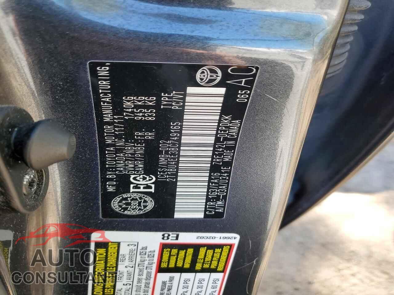 TOYOTA COROLLA 2011 - 2T1BU4EE3BC749165