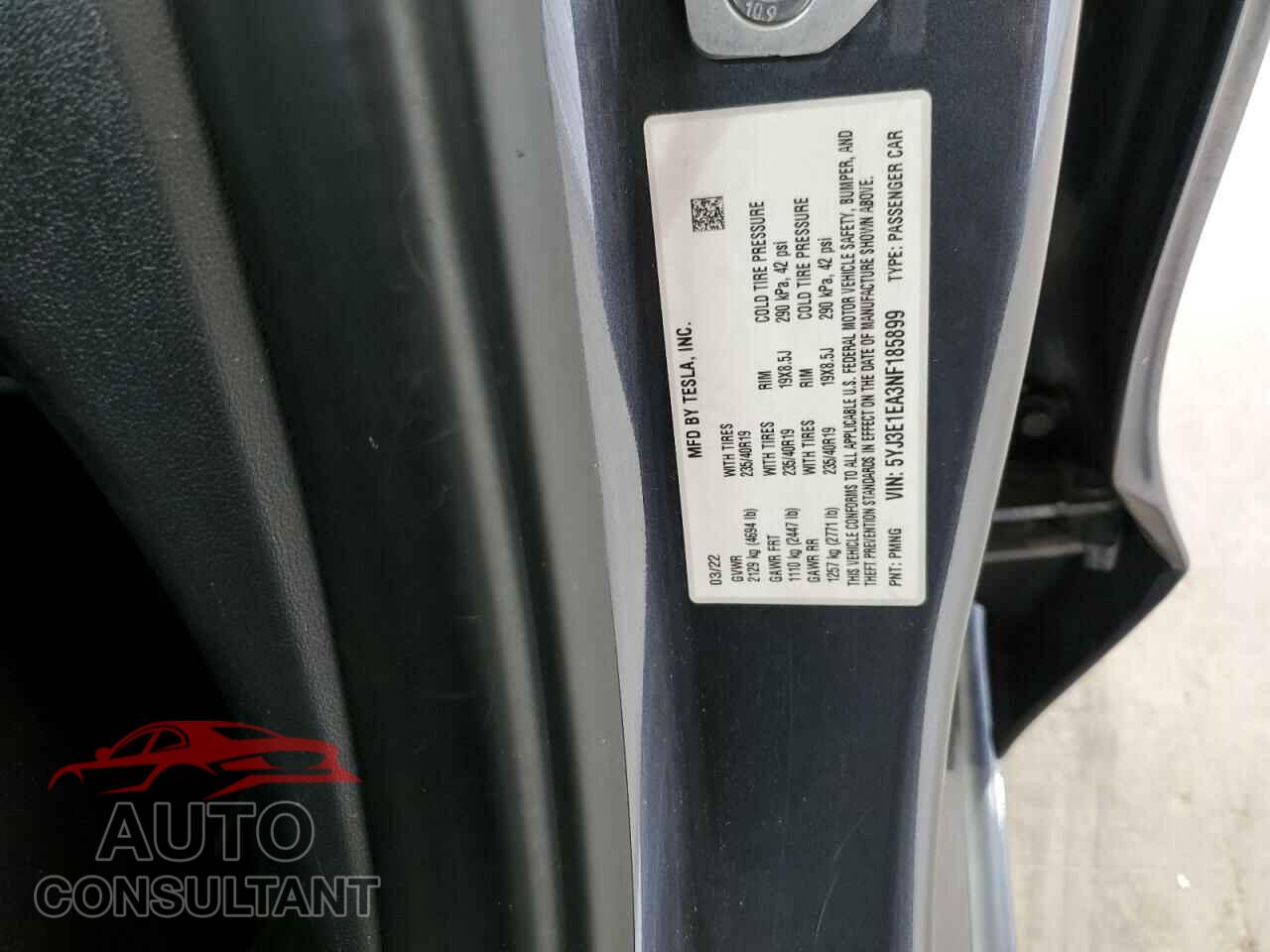 TESLA MODEL 3 2022 - 5YJ3E1EA3NF185899