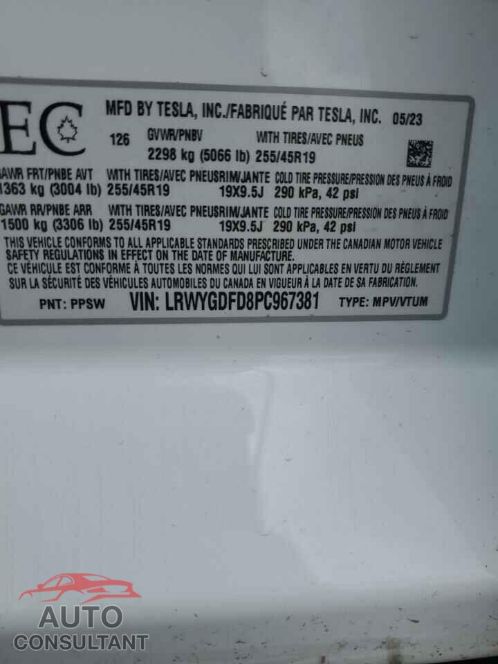 TESLA MODEL Y 2023 - LRWYGDFD8PC967381