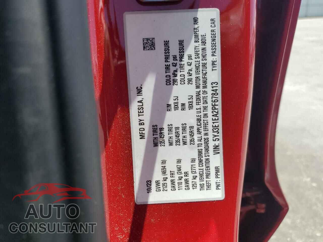 TESLA MODEL 3 2023 - 5YJ3E1EA2PF678413