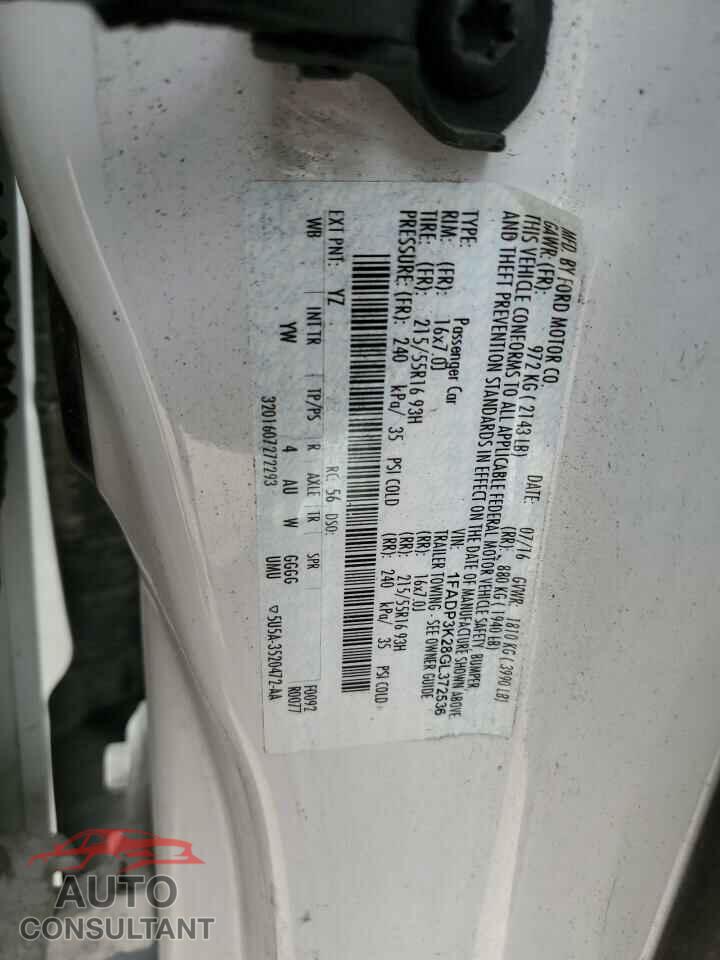 FORD FOCUS 2016 - 1FADP3K28GL372536