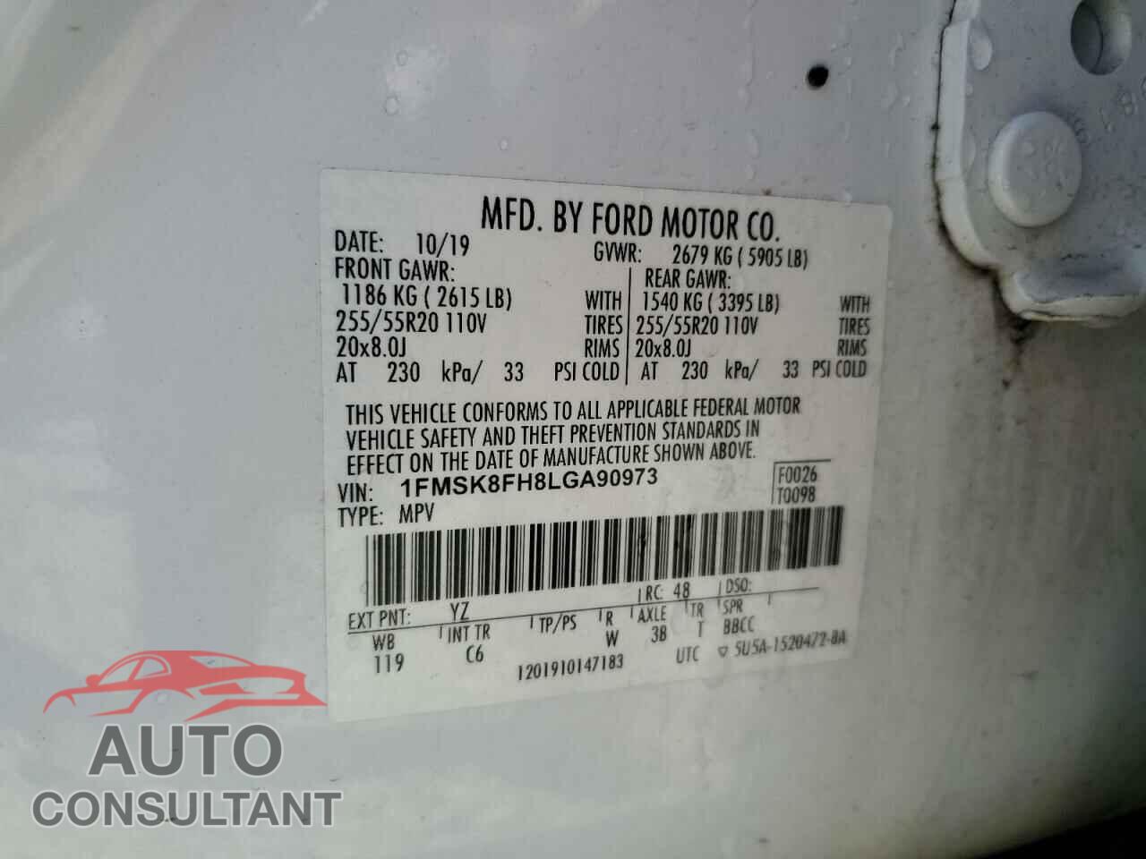 FORD EXPLORER 2020 - 1FMSK8FH8LGA90973