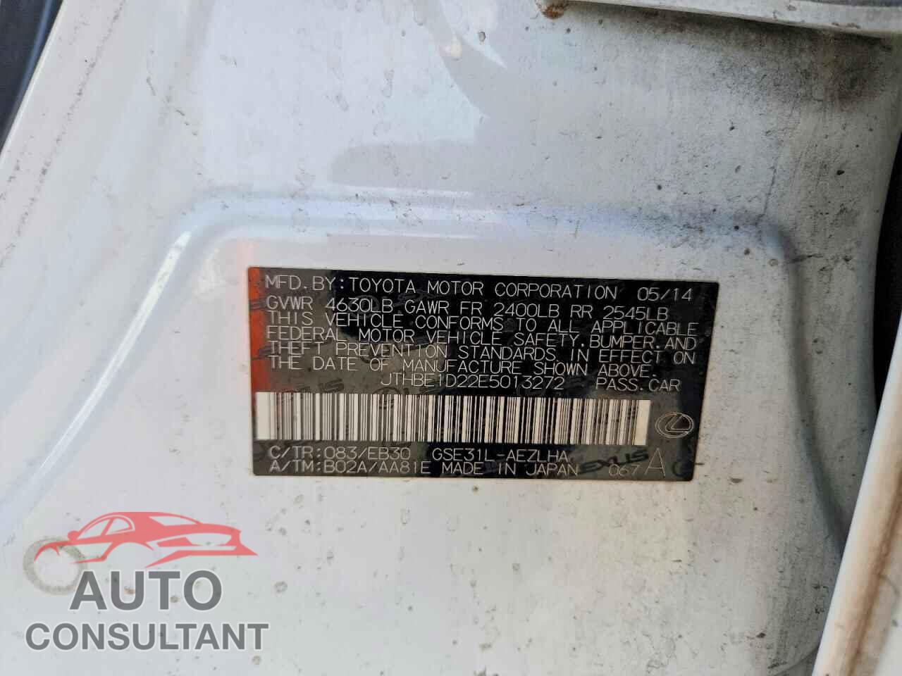 LEXUS IS 2014 - JTHBE1D22E5013272