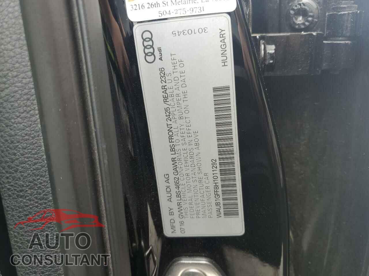 AUDI S3 2017 - WAUB1GFF8H1011292