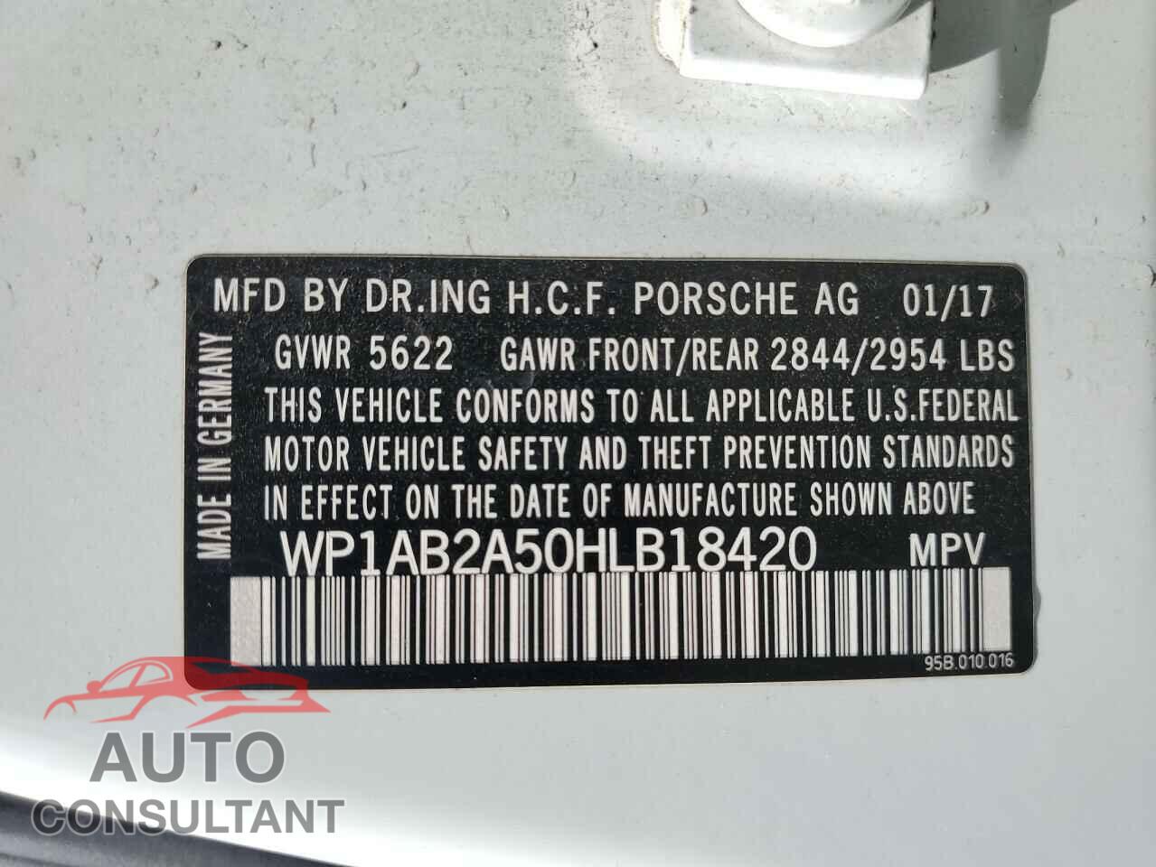 PORSCHE MACAN 2017 - WP1AB2A50HLB18420
