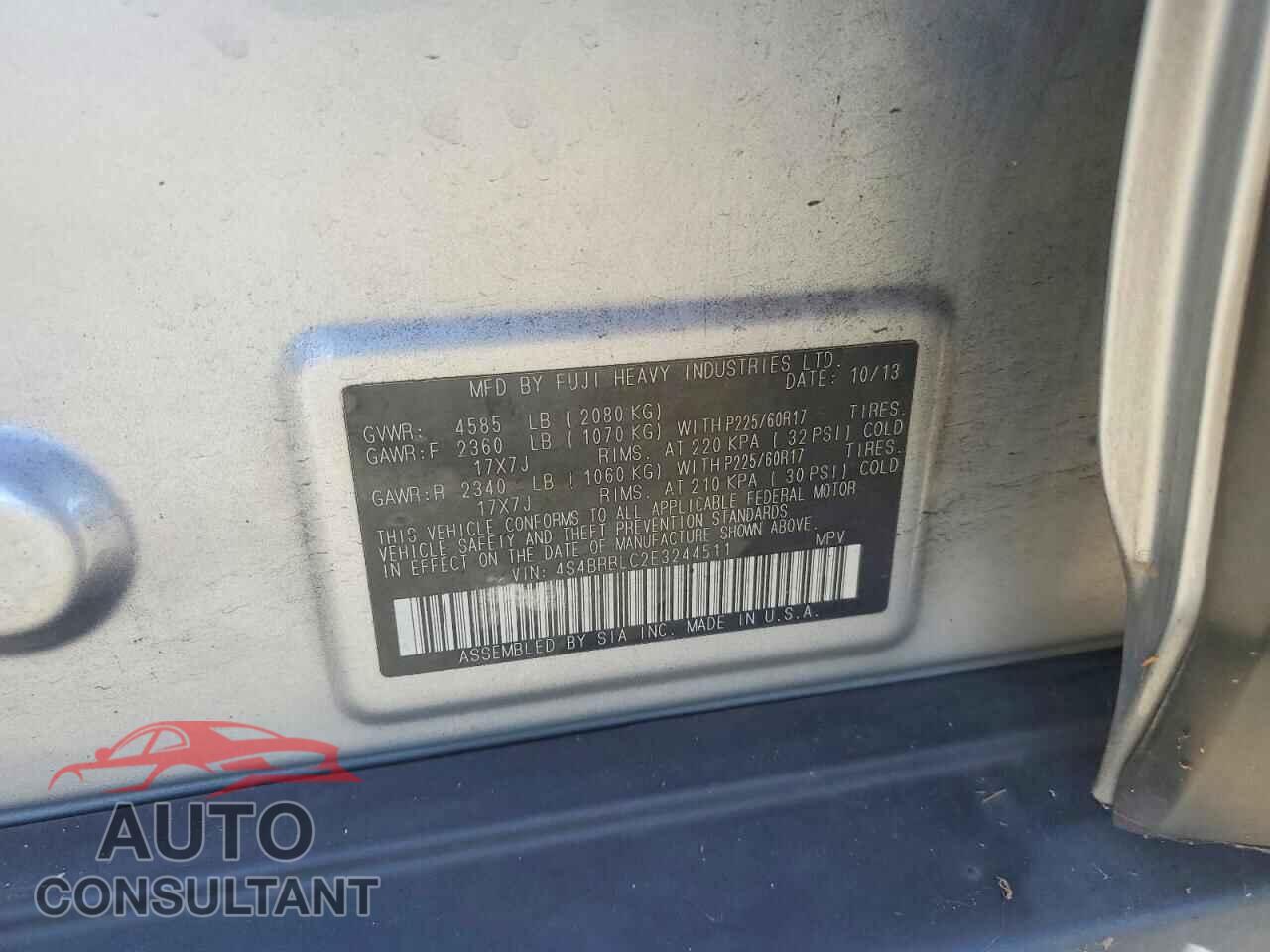 SUBARU OUTBACK 2014 - 4S4BRBLC2E3244511