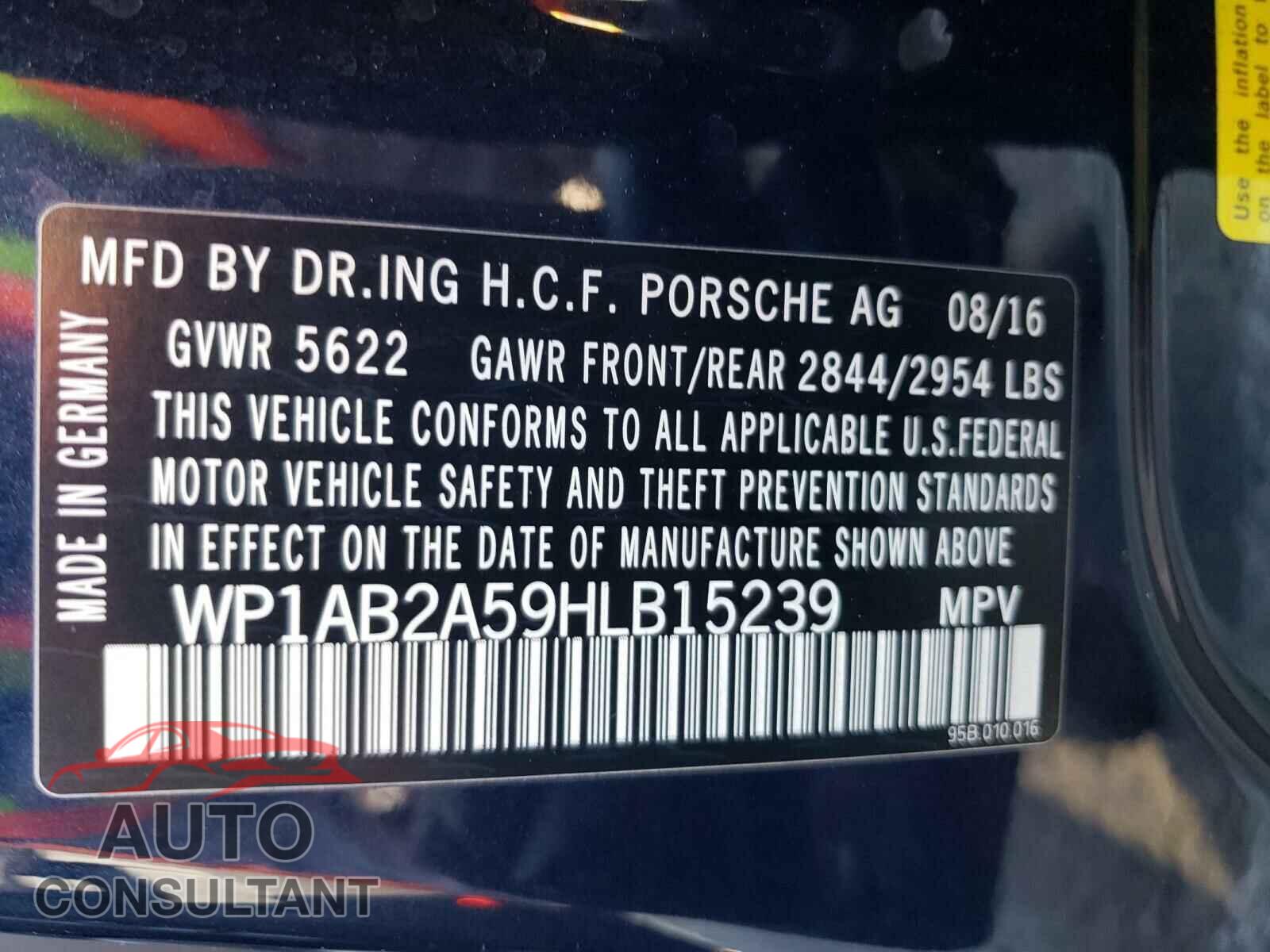 PORSCHE MACAN 2017 - WP1AB2A59HLB15239