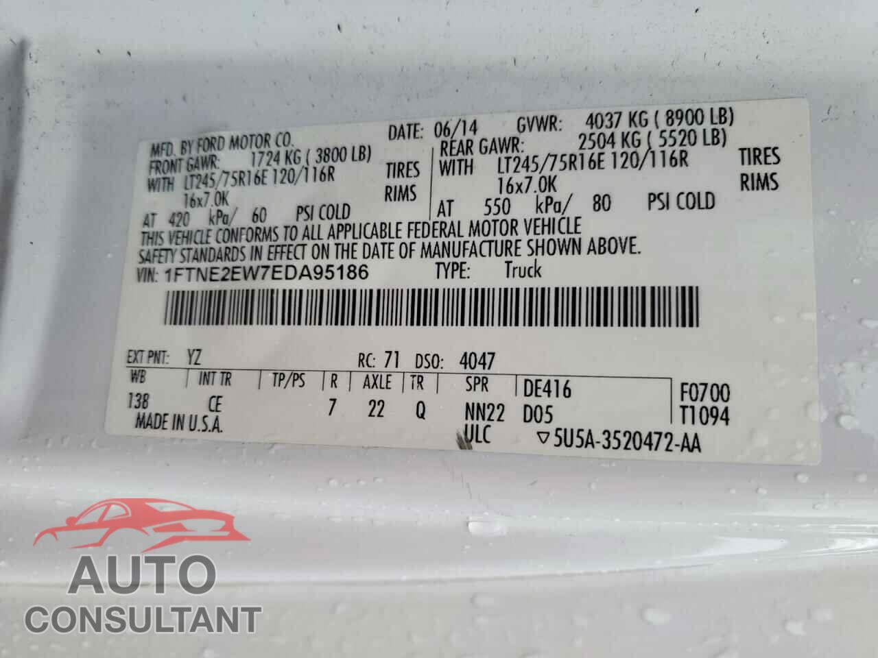 FORD ECONOLINE 2014 - 1FTNE2EW7EDA95186
