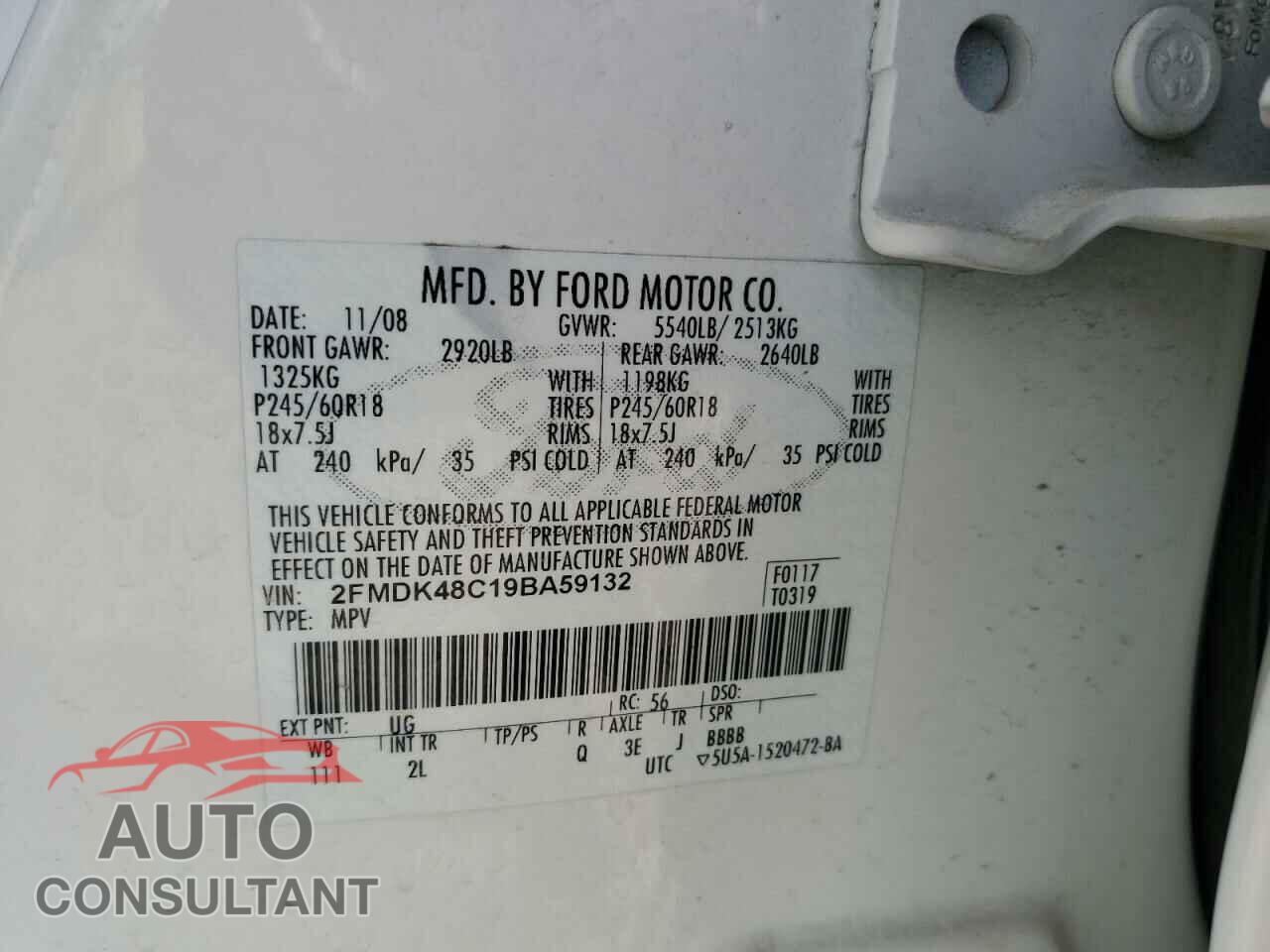 FORD EDGE 2009 - 2FMDK48C19BA59132