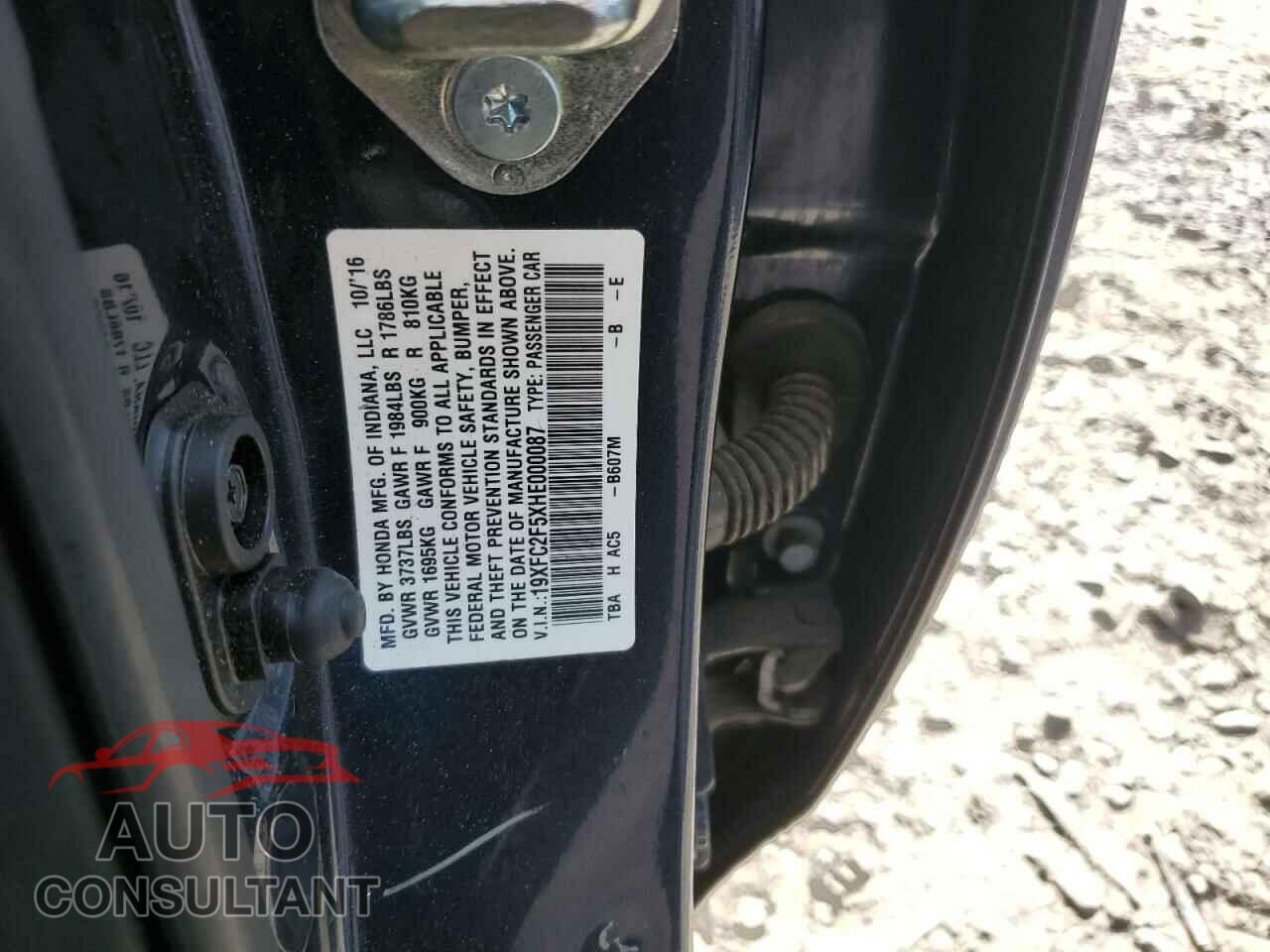 HONDA CIVIC 2017 - 19XFC2F5XHE000087