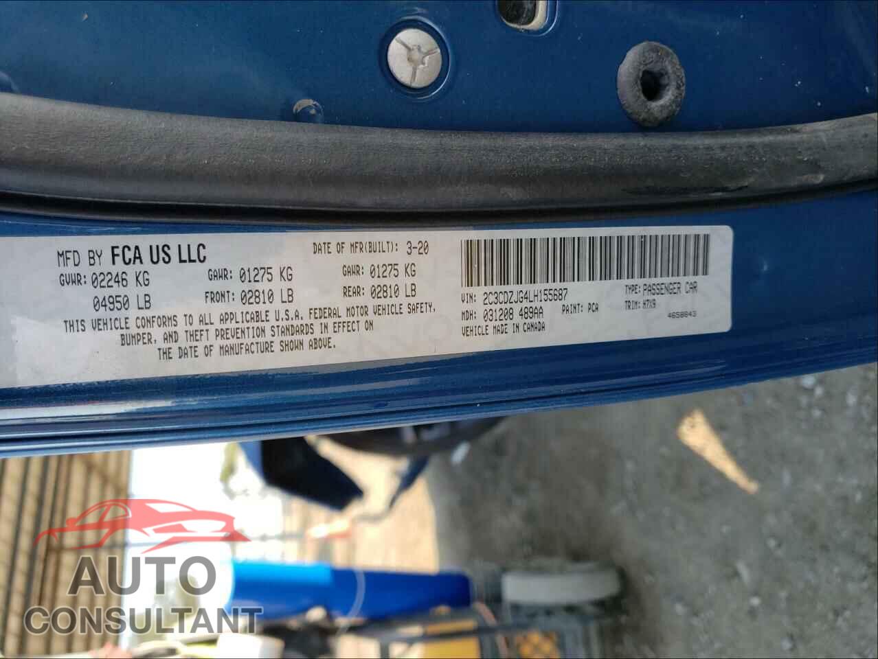 DODGE CHALLENGER 2020 - 2C3CDZJG4LH155687
