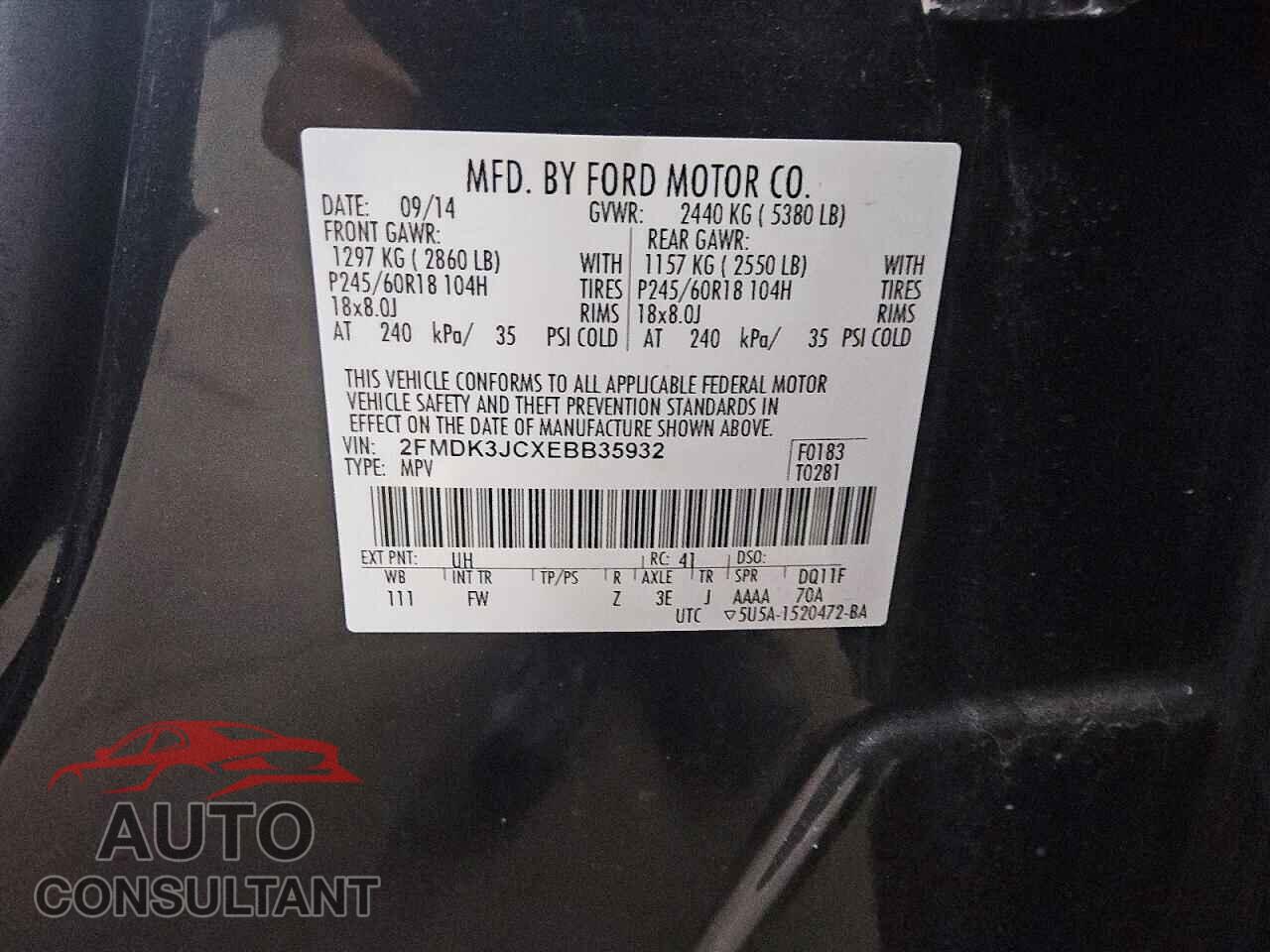 FORD EDGE 2014 - 2FMDK3JCXEBB35932