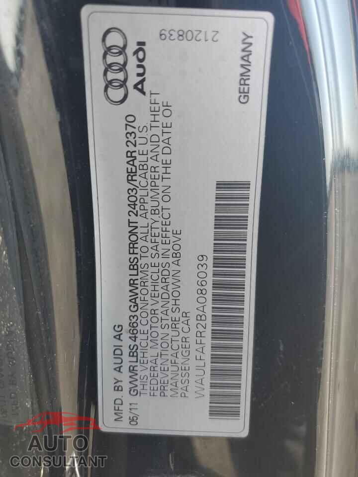 AUDI A5 2011 - WAULFAFR2BA086039