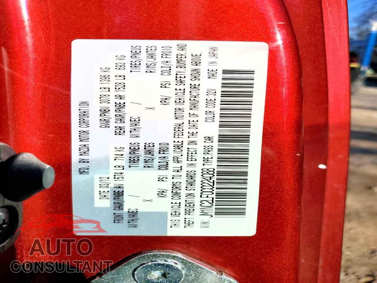 MAZDA MX5 2012 - JM1NC2LF0C0224088