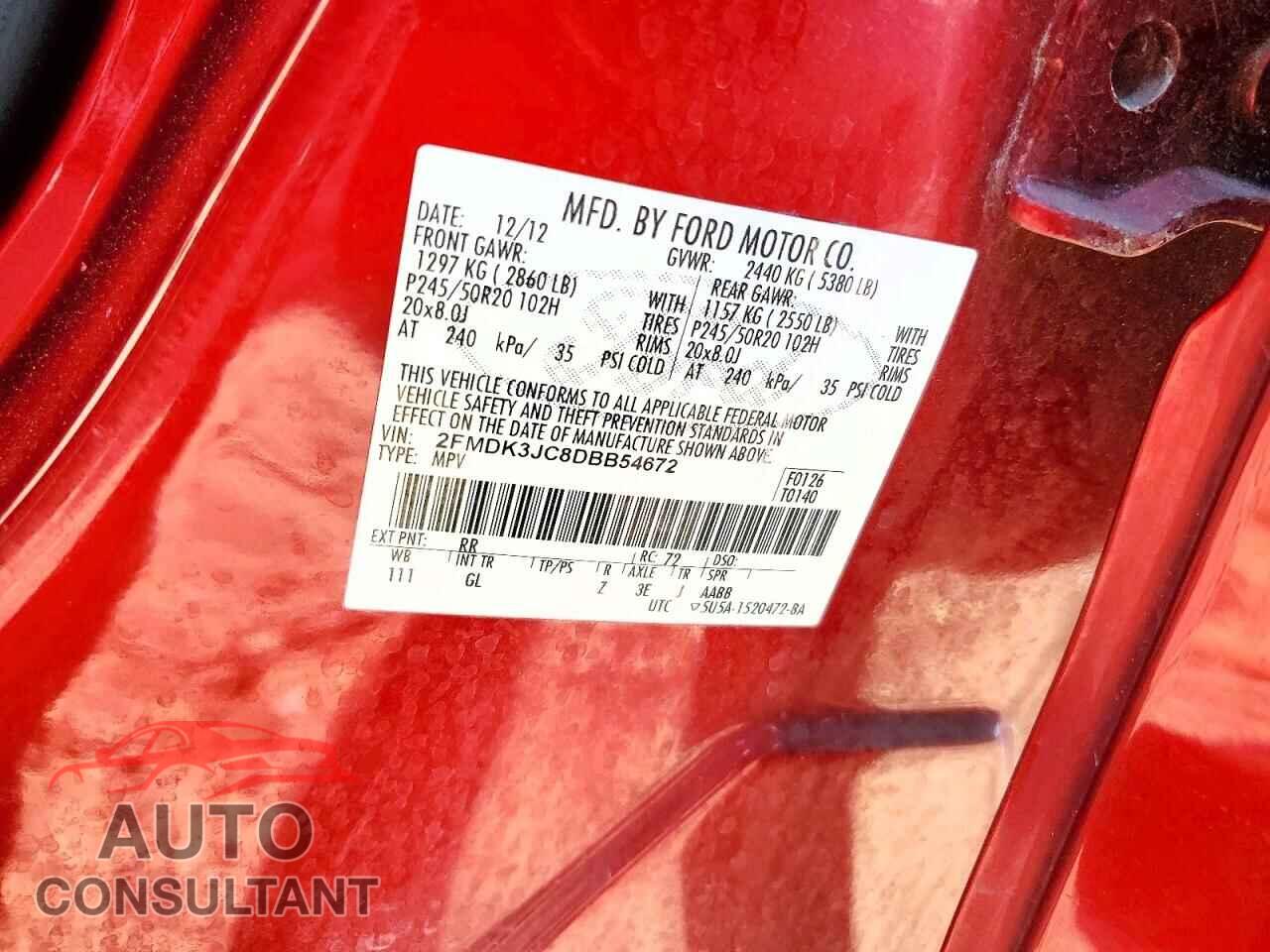 FORD EDGE 2013 - 2FMDK3JC8DBB54672