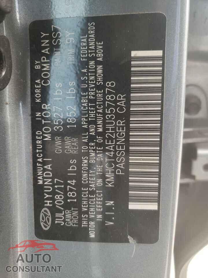 HYUNDAI ACCENT 2017 - KMHCT4AE2HU357878