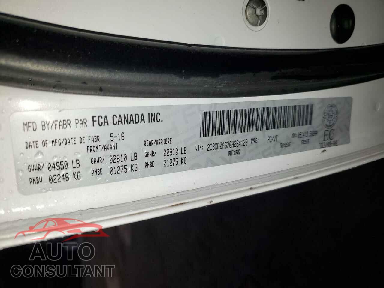 DODGE CHALLENGER 2016 - 2C3CDZAG7GH264120