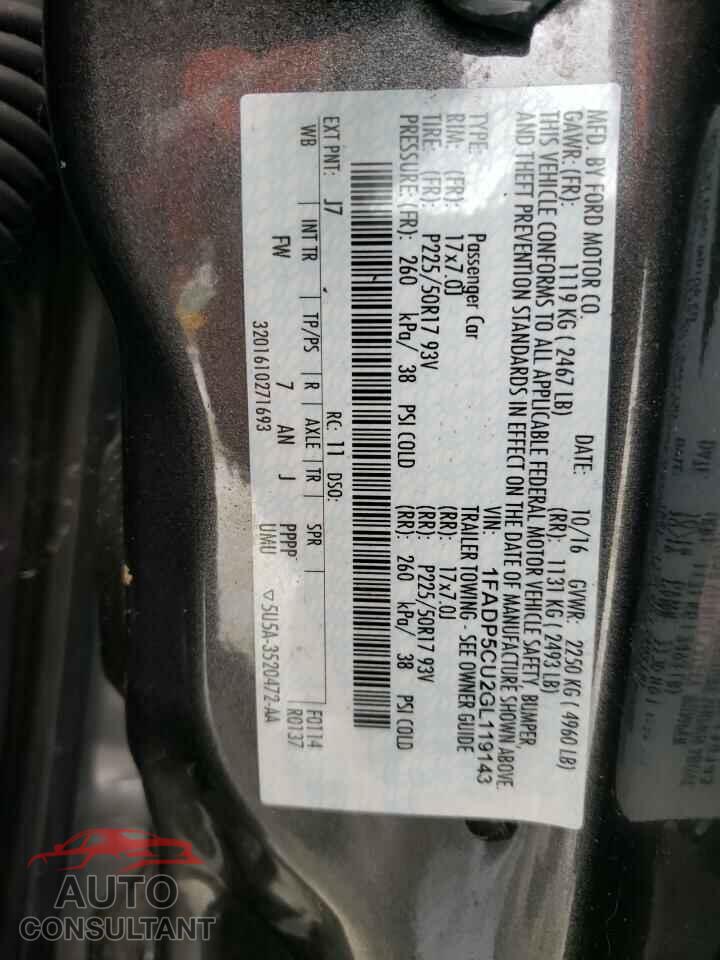 FORD CMAX 2016 - 1FADP5CU2GL119143