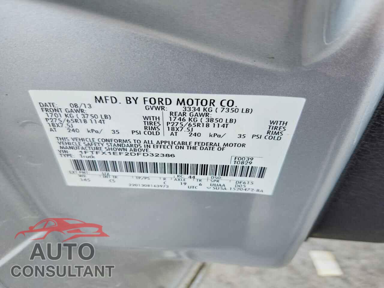 FORD F150 2013 - 1FTFX1EF2DFD32386