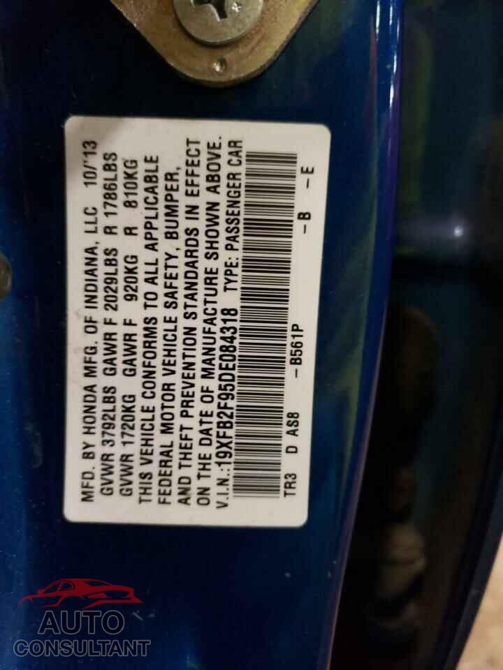 HONDA CIVIC 2013 - 19XFB2F95DE084318