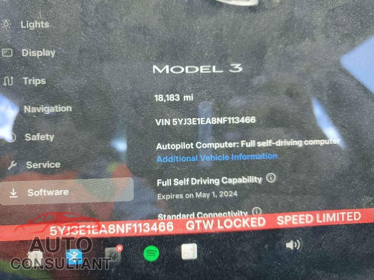 TESLA MODEL 3 2022 - 5YJ3E1EA8NF113466