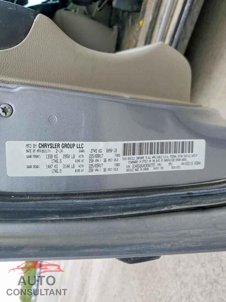 DODGE CARAVAN 2014 - 2C4RDGBG4ER302757