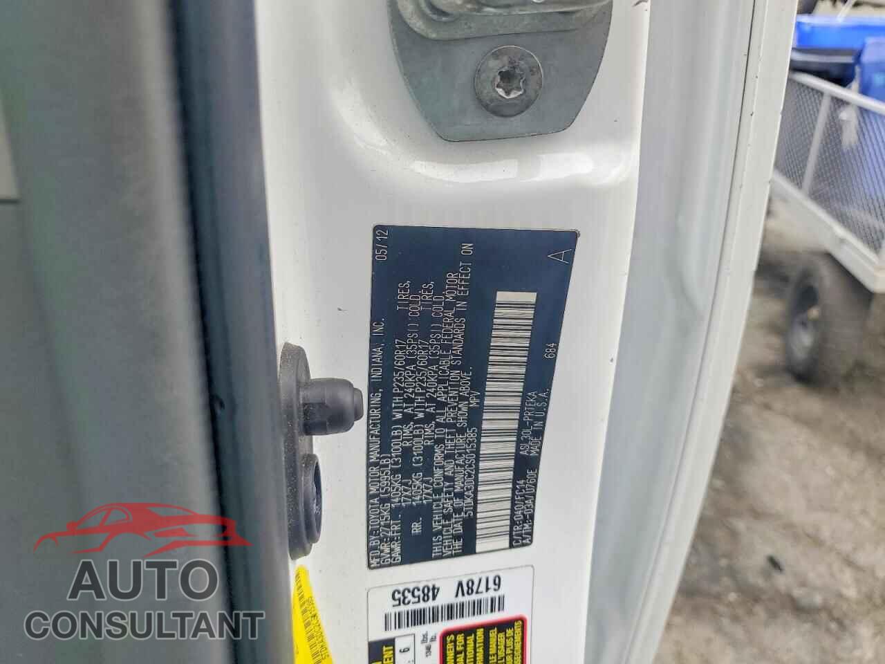 TOYOTA SIENNA 2012 - 5TDKA3DC2CS015385