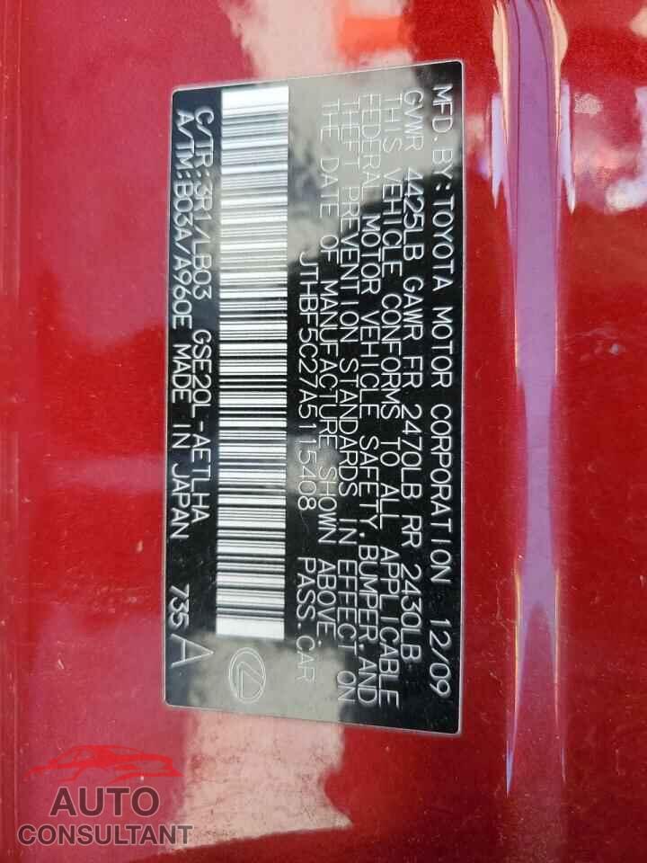 LEXUS IS 2010 - JTHBF5C27A5115408