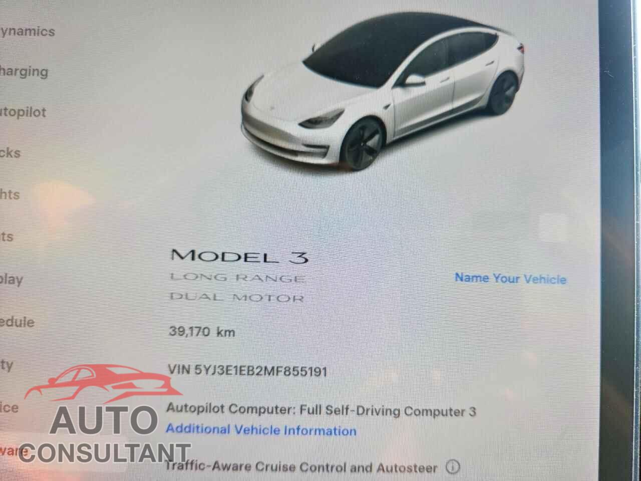 TESLA MODEL 3 2021 - 5YJ3E1EB2MF855191