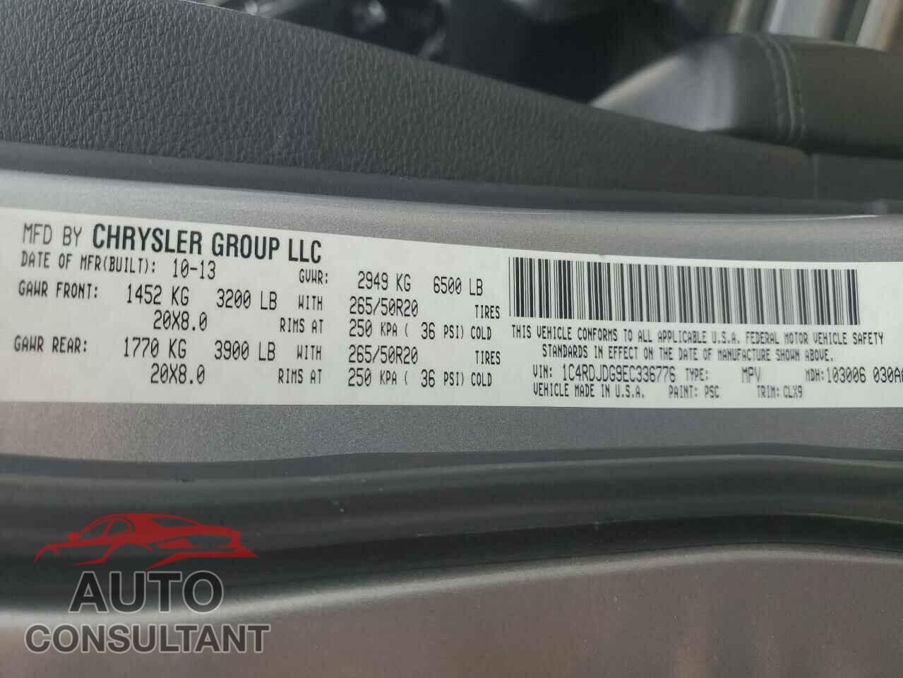 DODGE DURANGO 2014 - 1C4RDJDG9EC336776