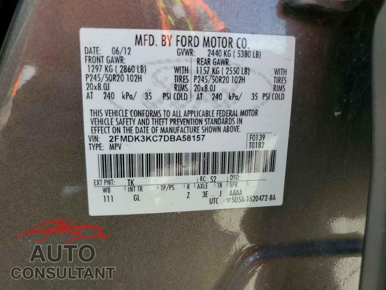 FORD EDGE 2013 - 2FMDK3KC7DBA58157
