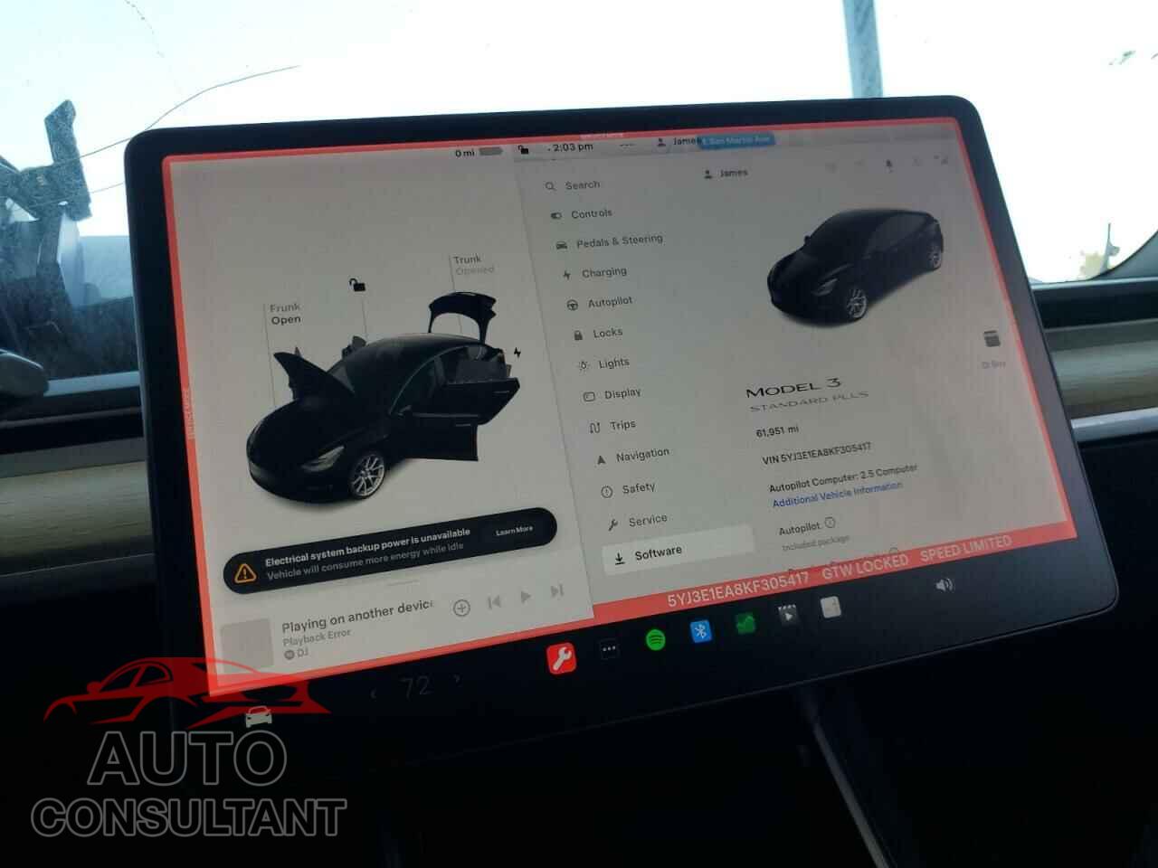 TESLA MODEL 3 2019 - 5YJ3E1EA8KF305417