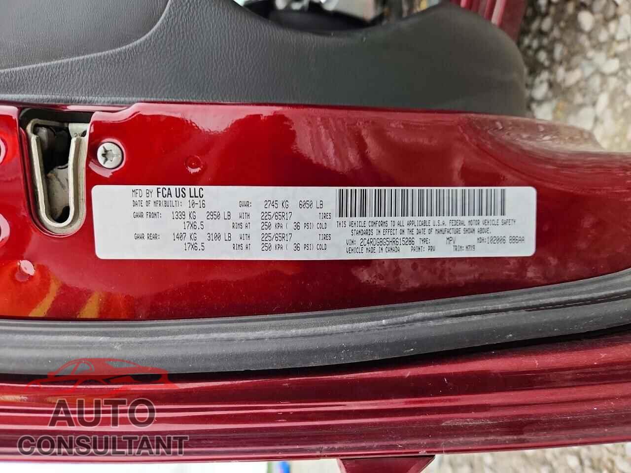 DODGE CARAVAN 2017 - 2C4RDGBG5HR615286