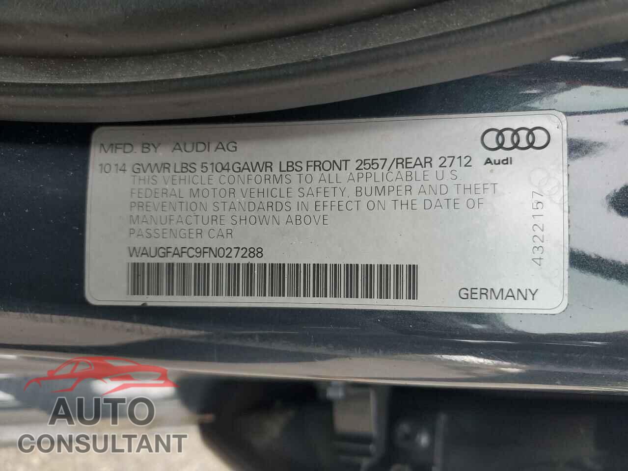 AUDI A6 2015 - WAUGFAFC9FN027288