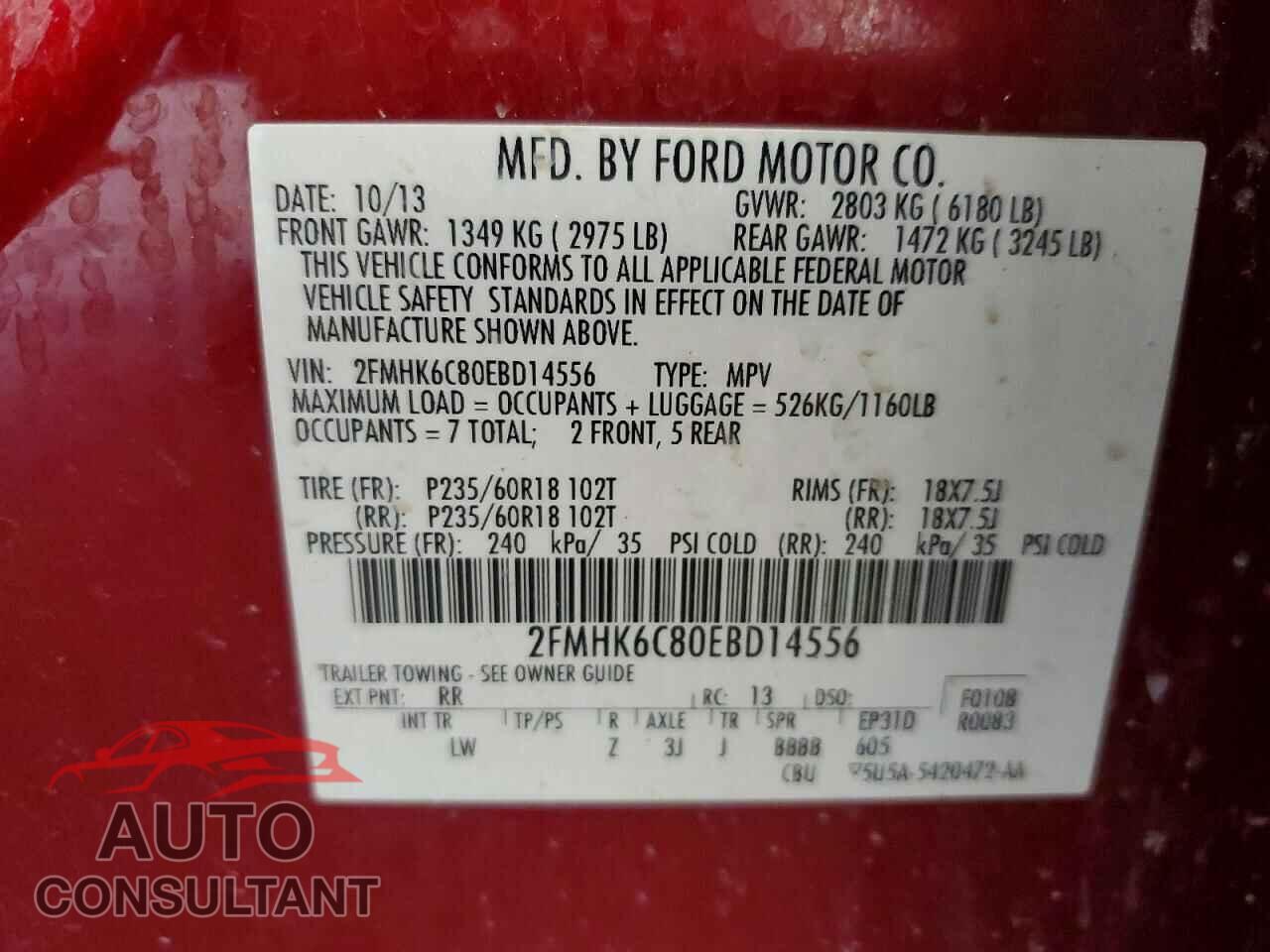 FORD FLEX 2014 - 2FMHK6C80EBD14556