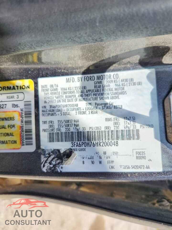 FORD FUSION 2017 - 3FA6P0H76HR200048