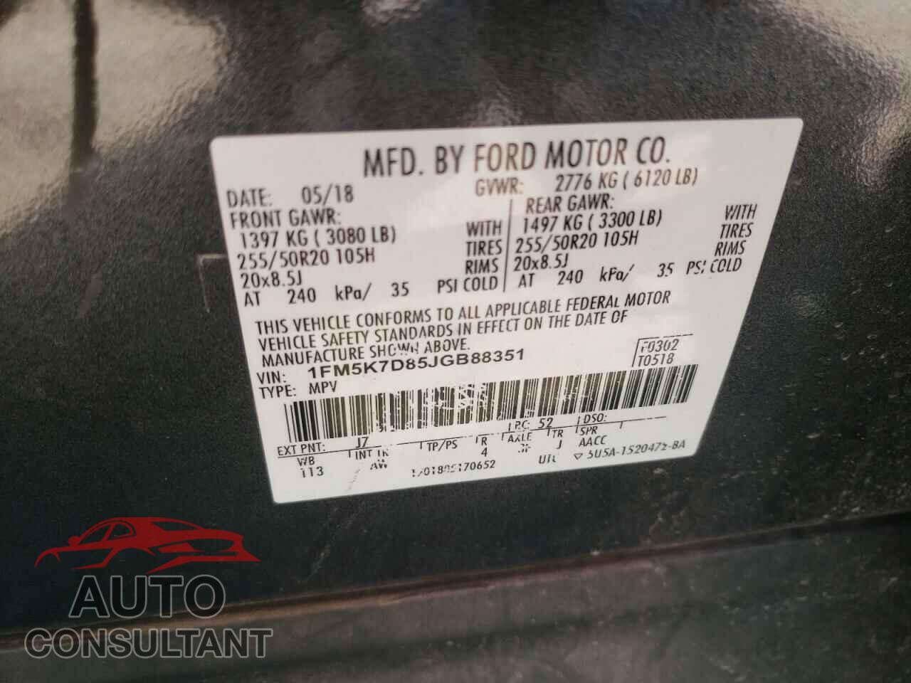 FORD EXPLORER 2018 - 1FM5K7D85JGB88351